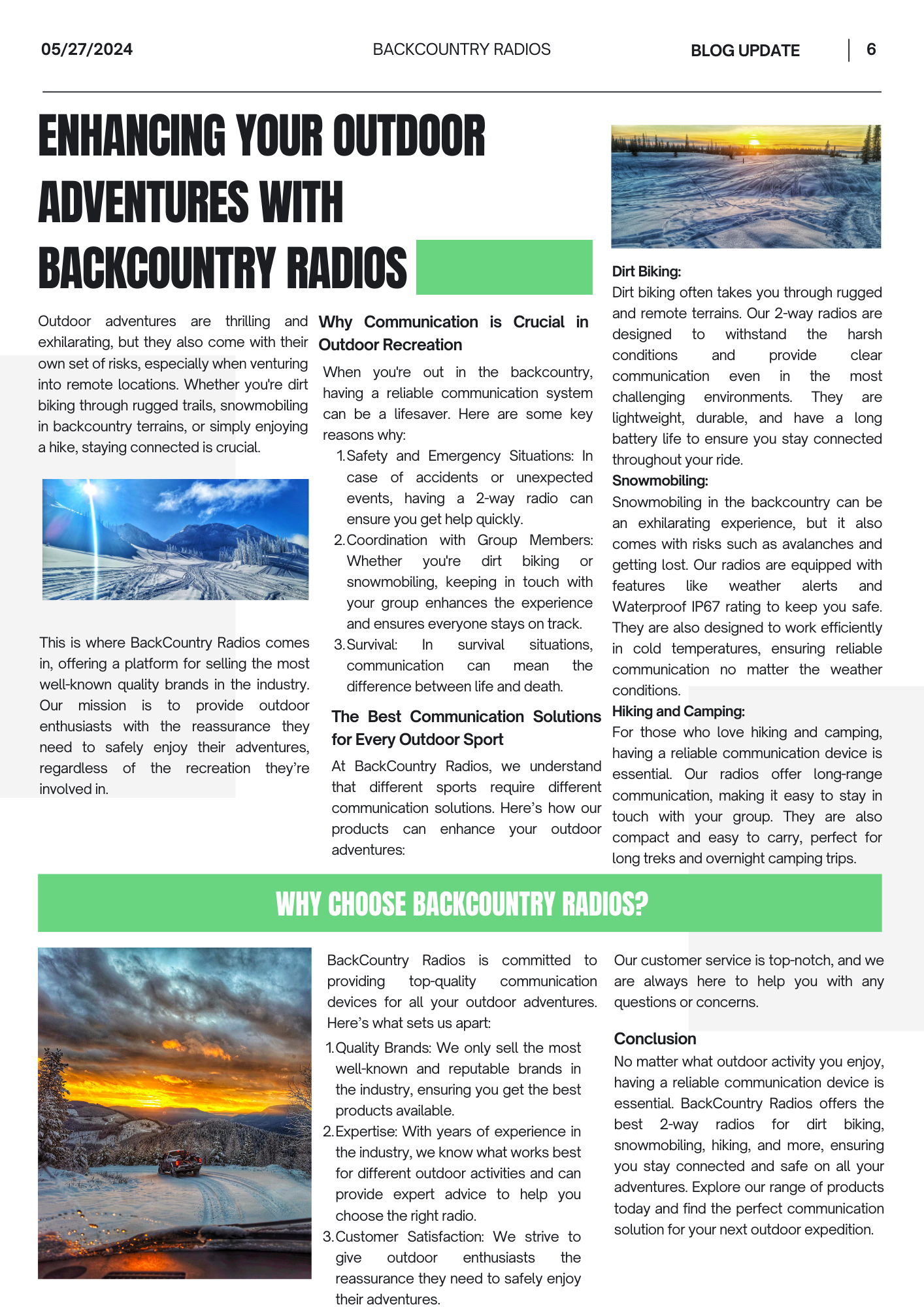 Enhancing Your Outdoor Adventures with BackCountry Radios